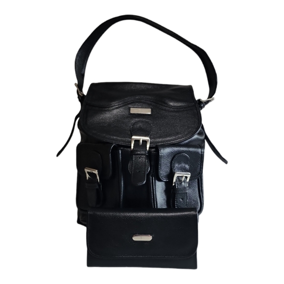 Two Pretty Handbags - Leather Convertible Backpack with Wallet